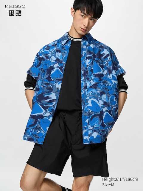 Uniqlo Oxford Oversized Shirt | Short Sleeve | Printed