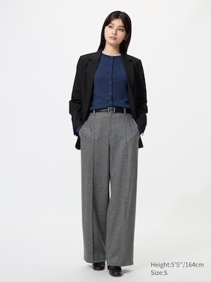 Brushed Jersey Wide Pants | Herringbone