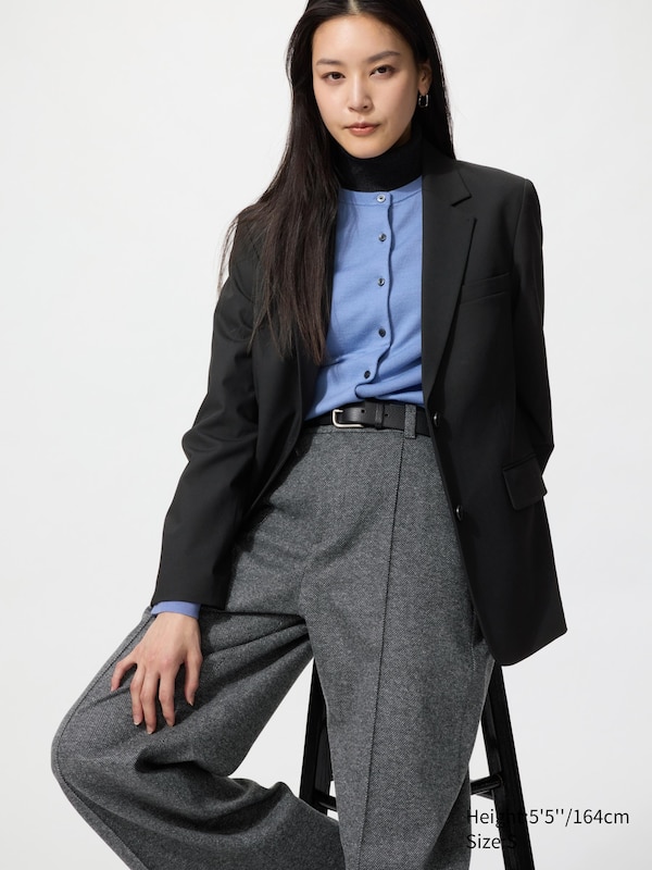 Brushed Jersey Wide Pants | Herringbone