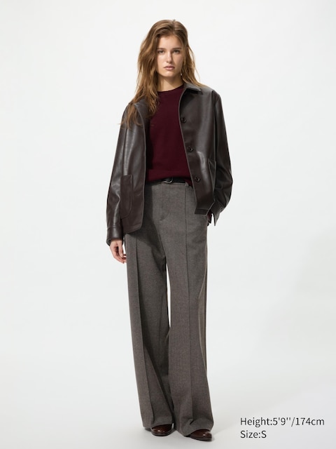 Женские брюки Uniqlo Brushed Jersey Wide Pants Herringbone Tall