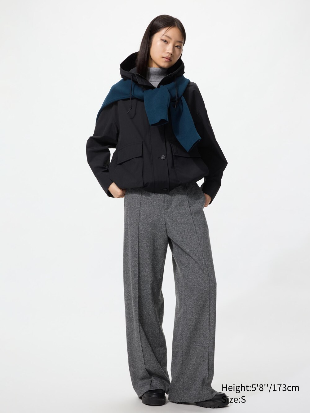 Женские брюки Uniqlo Brushed Jersey Wide Pants Herringbone Tall — фото 2