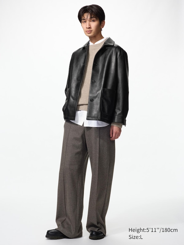Brushed Jersey Wide Pants | Herringbone | Tall