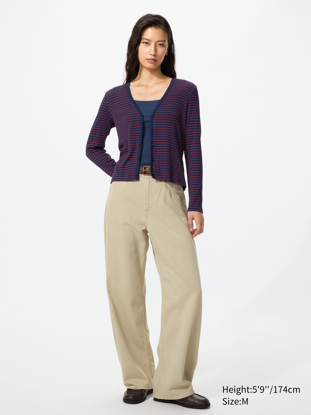 Uniqlo Ribbed V-Neck Cardigan | Stripe — фото 2