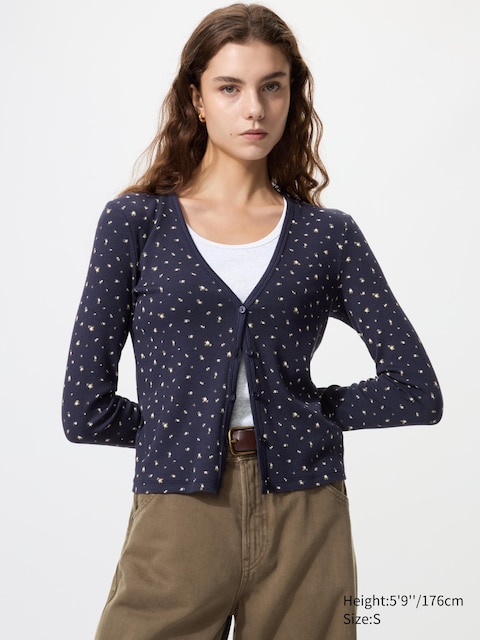 Uniqlo Ribbed V-Neck Cardigan | Flower