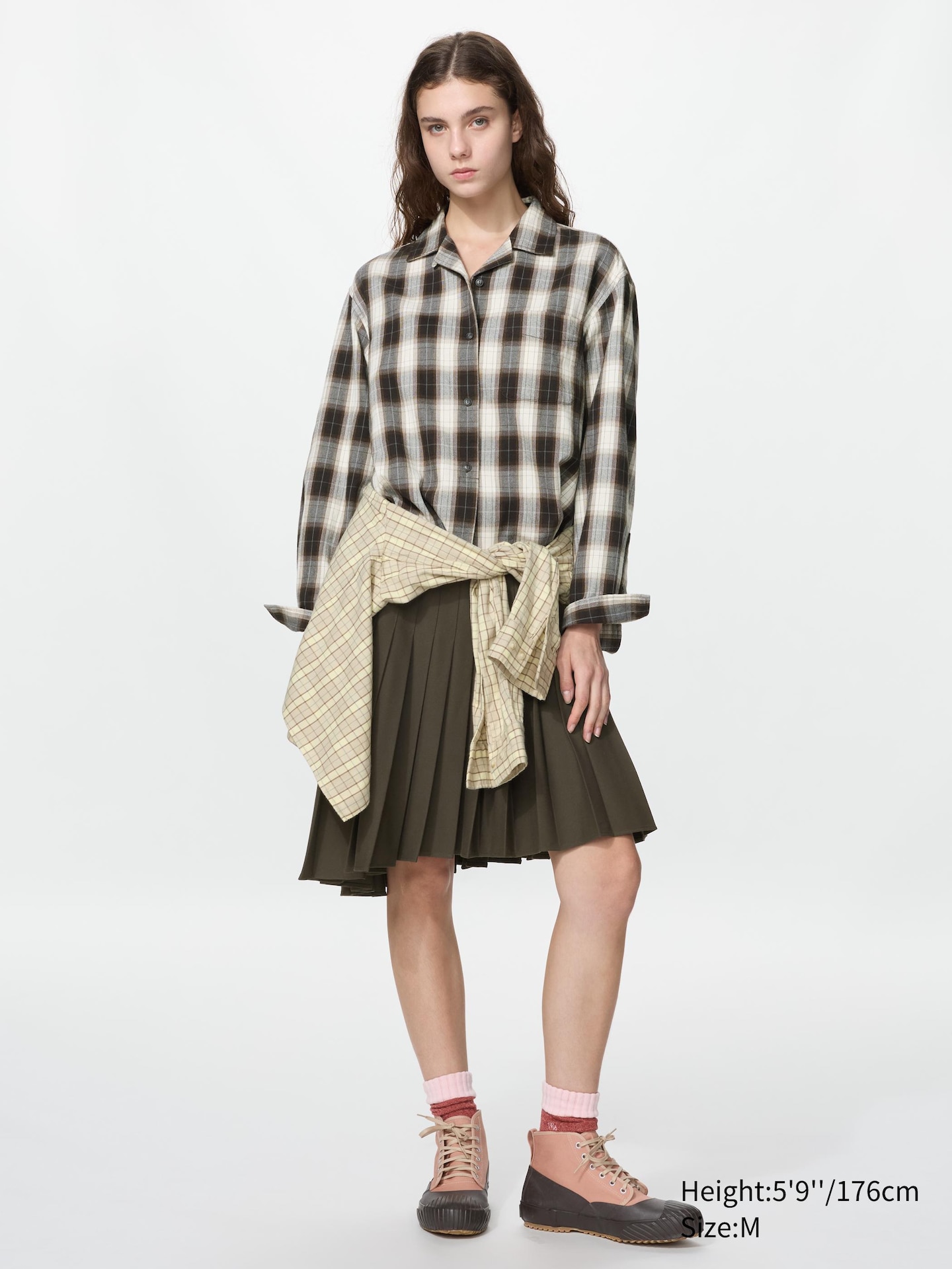 Рубашка Uniqlo Flannel Boxy Shirt Check, цвет: Синий — фото 2