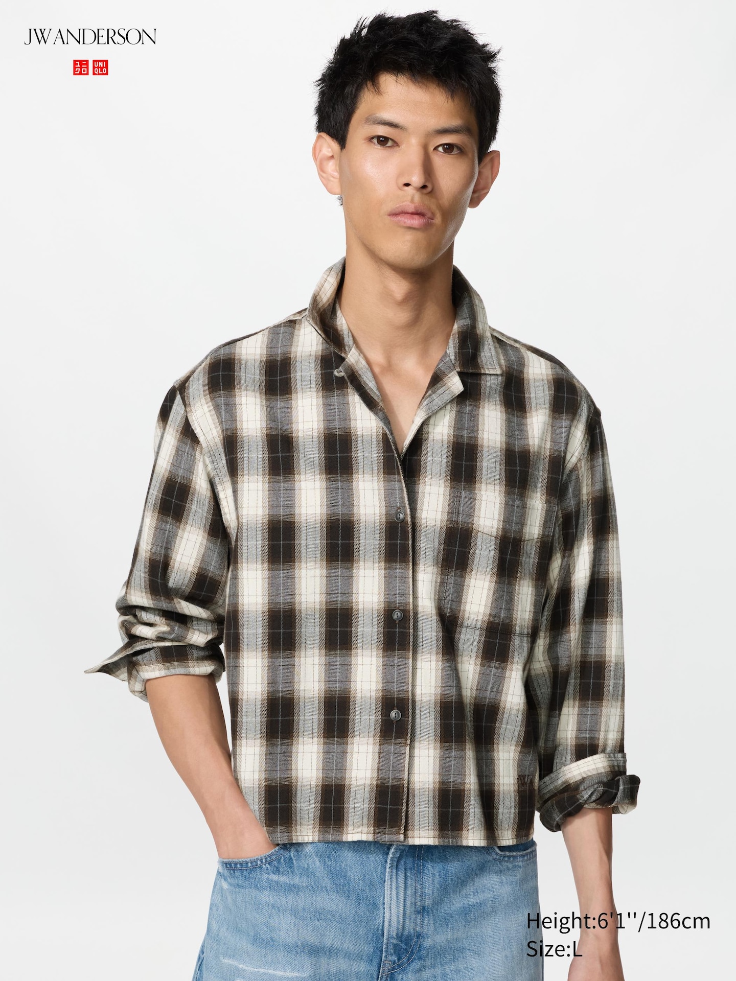 Рубашка Uniqlo Flannel Boxy Shirt Check, цвет: Синий — фото 3