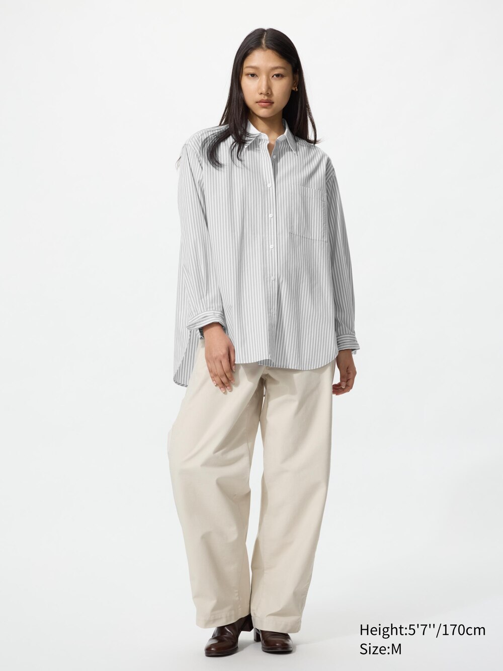 Женские рубашки Uniqlo Cotton Oversized Shirt Striped — фото 2