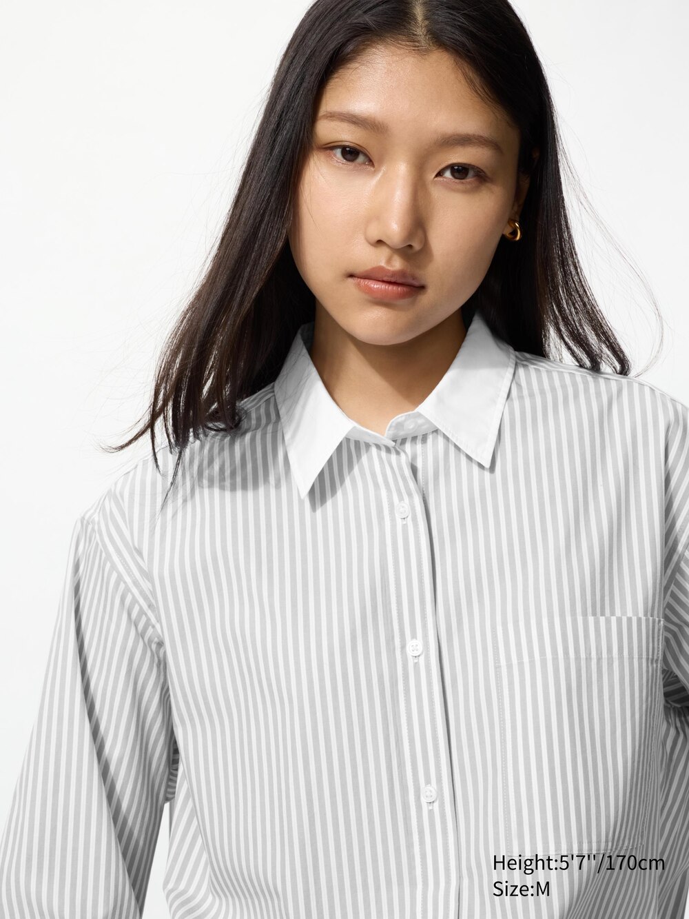 Женские рубашки Uniqlo Cotton Oversized Shirt Striped — фото 3
