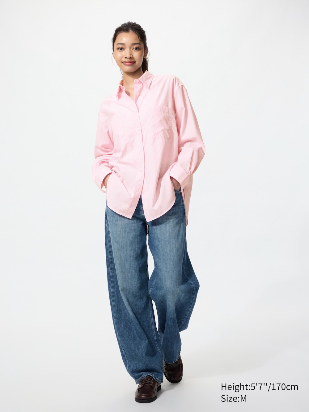 Женские рубашки Uniqlo Cotton Oversized Shirt Striped — фото 2