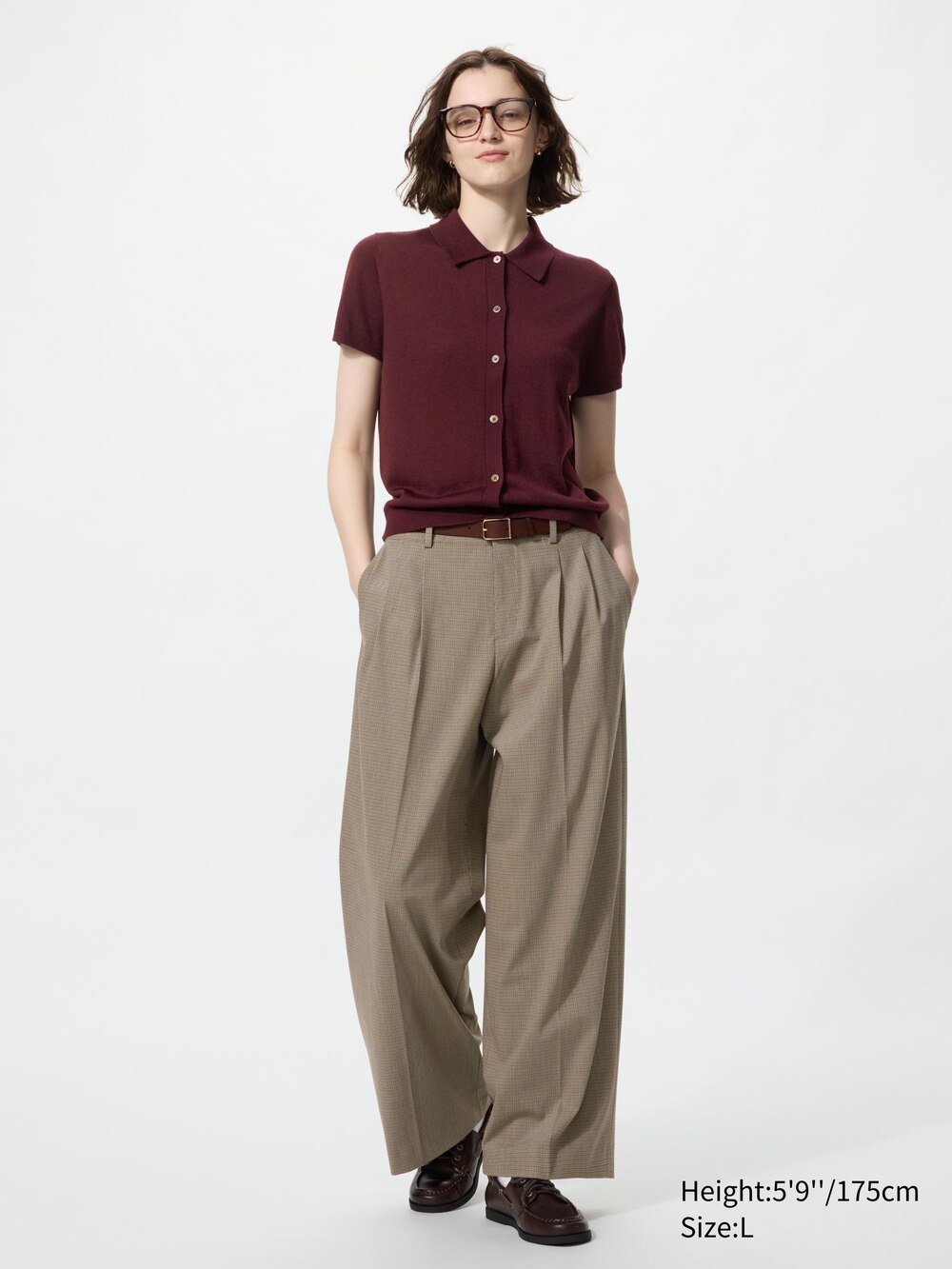 Женские брюки Uniqlo Smart Wide Straight Pants Check Tall — фото 2