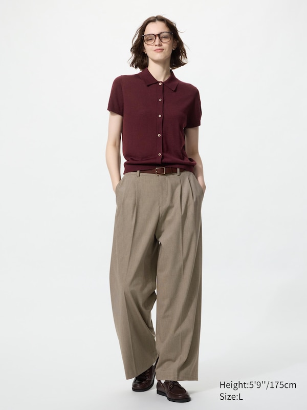 Smart Wide Straight Pants | Check | Tall