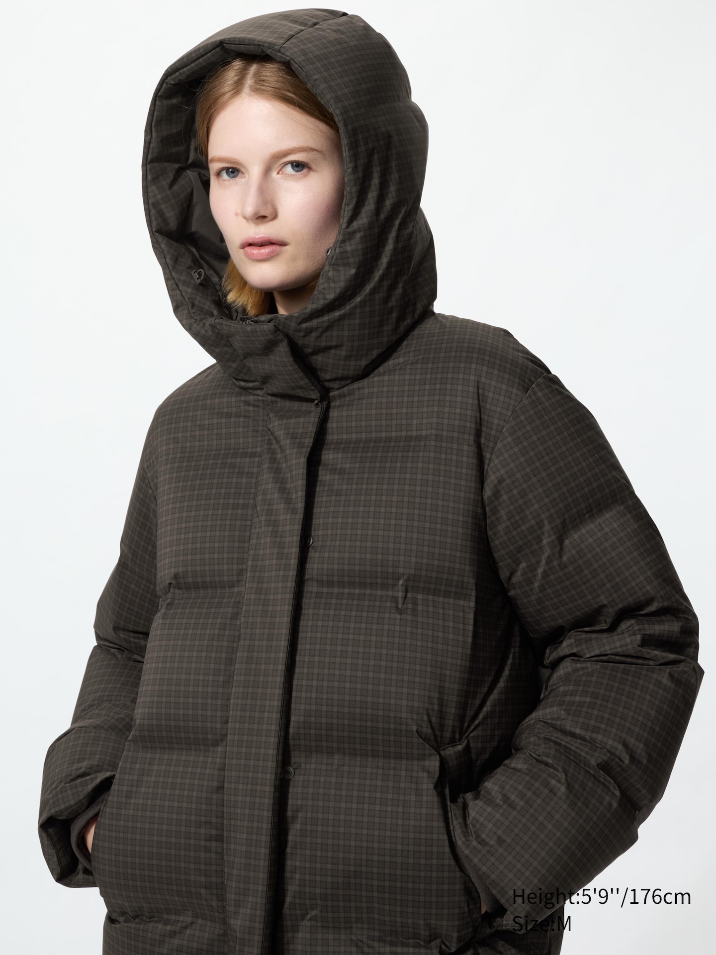 Женское пальто Uniqlo Seamless Down Long Coat Pattern, цвет: Тёмный коричневый — фото 5