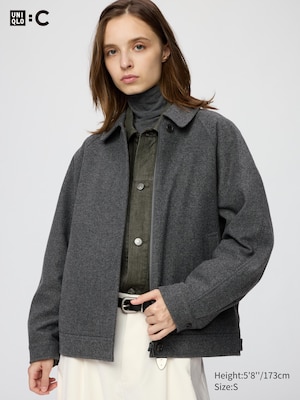 Wool Blend Harrington Jacket