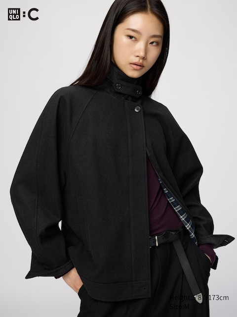 Куртка Uniqlo Wool Blend Harrington, цвет: Чёрный