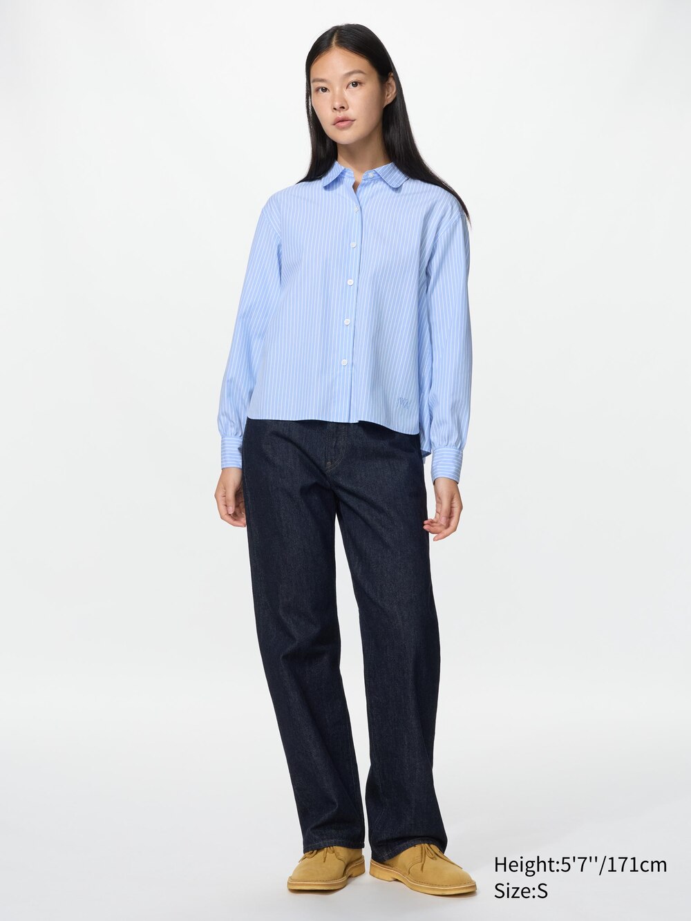 Uniqlo Cotton Volume Sleeve Shirt | Striped — фото 2