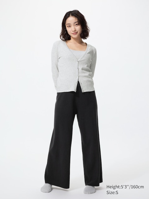 Женские брюки Uniqlo Washable Knit Pants Smooth Short, цвет: Чёрный