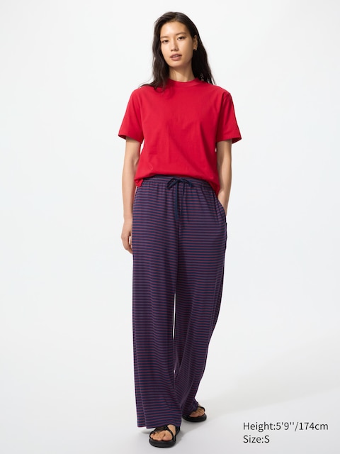 Uniqlo Ribbed Wide Easy Pants | Stripe | Tall