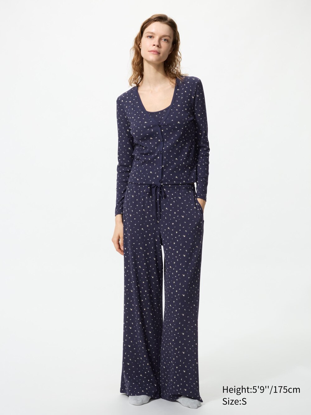 Uniqlo Ribbed Wide Easy Pants | Flower | Tall — фото 2