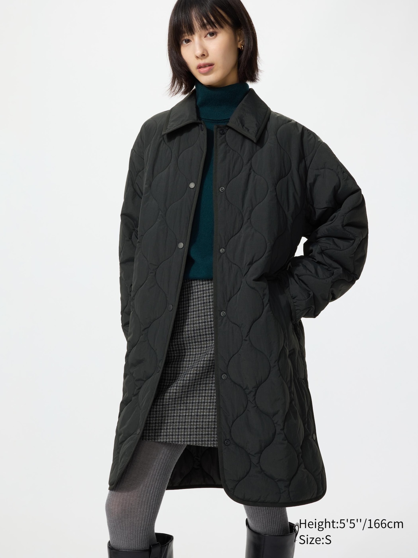 Женское пальто Uniqlo Padded Shirt Coat Relaxed, цвет: Чёрный — фото 1