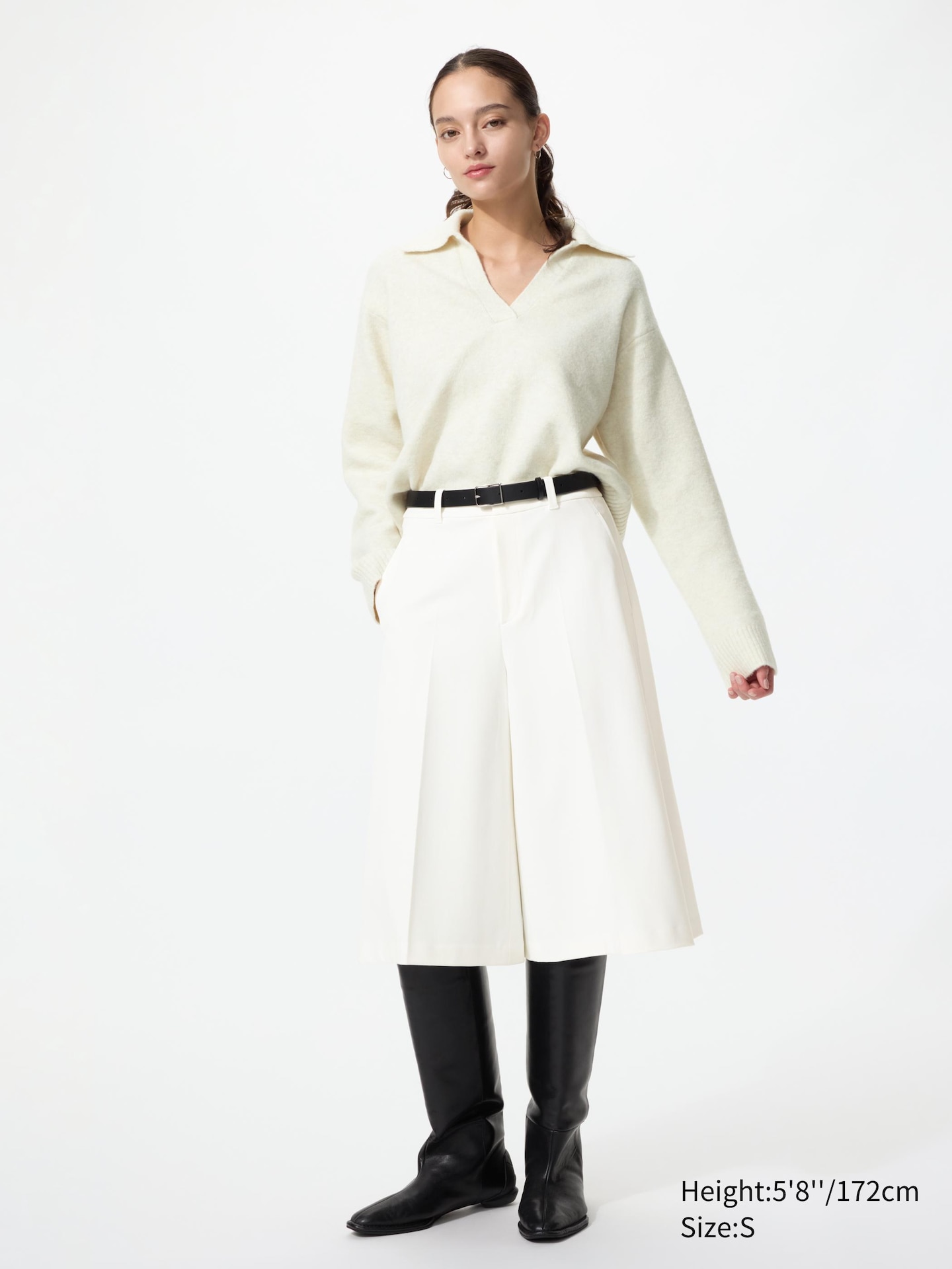 Женские брюки-кюлоты Uniqlo Smart, цвет: Белый — фото 1
