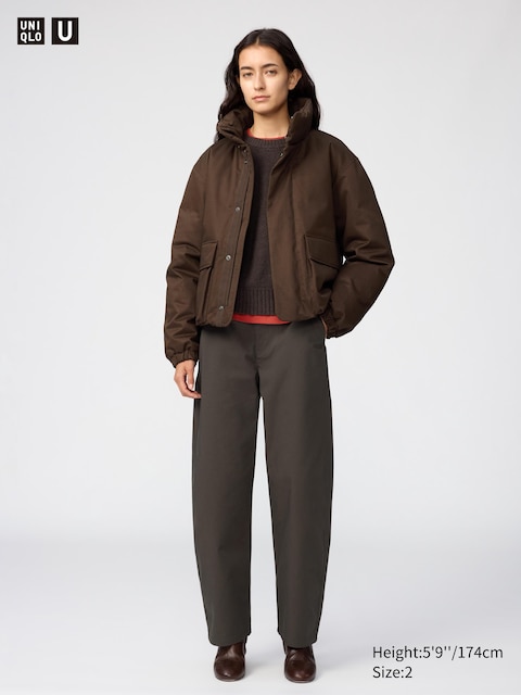 Женские брюки Uniqlo Chino Wide, цвет: Тёмный коричневый
