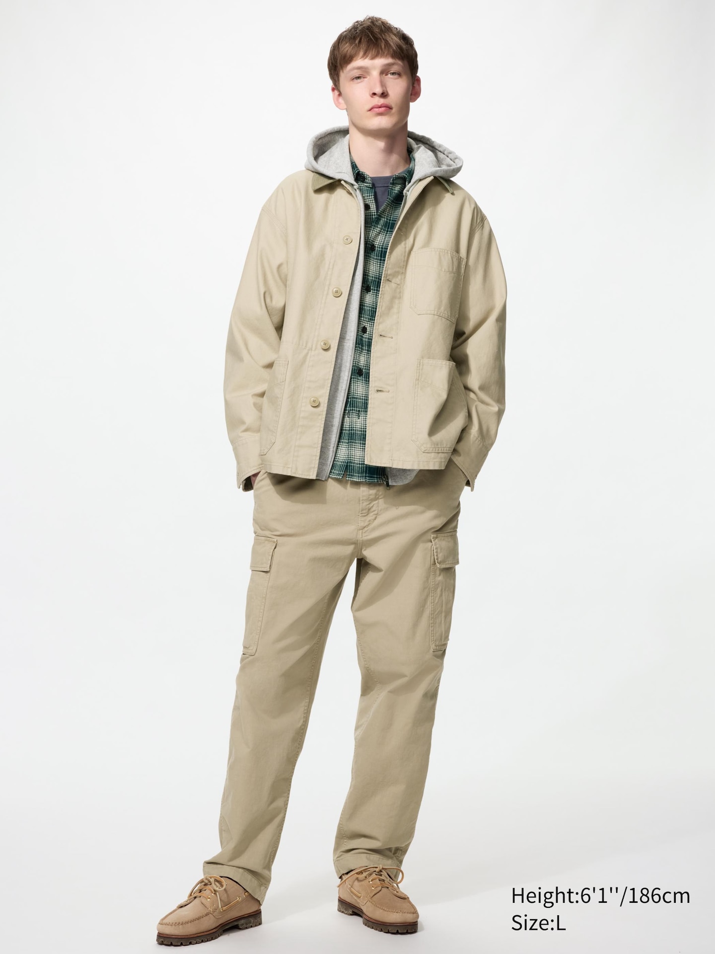 Мужские брюки Uniqlo Cargo, цвет: Бежевый — фото 1