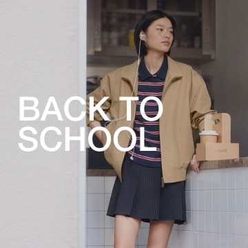 Text overlay of "Back to school" over a woman wearing a brown jacket