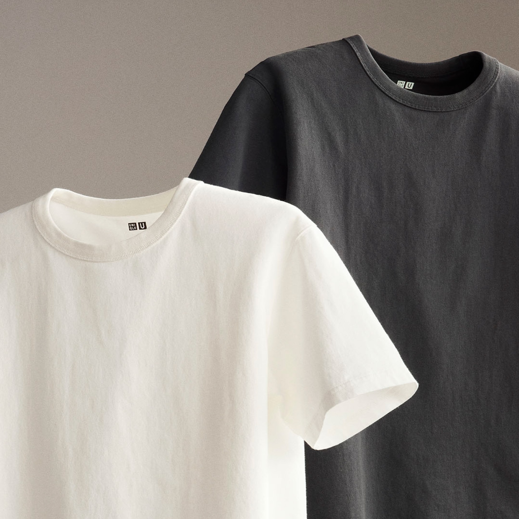 close up UNIQLO t-shirts in black and white