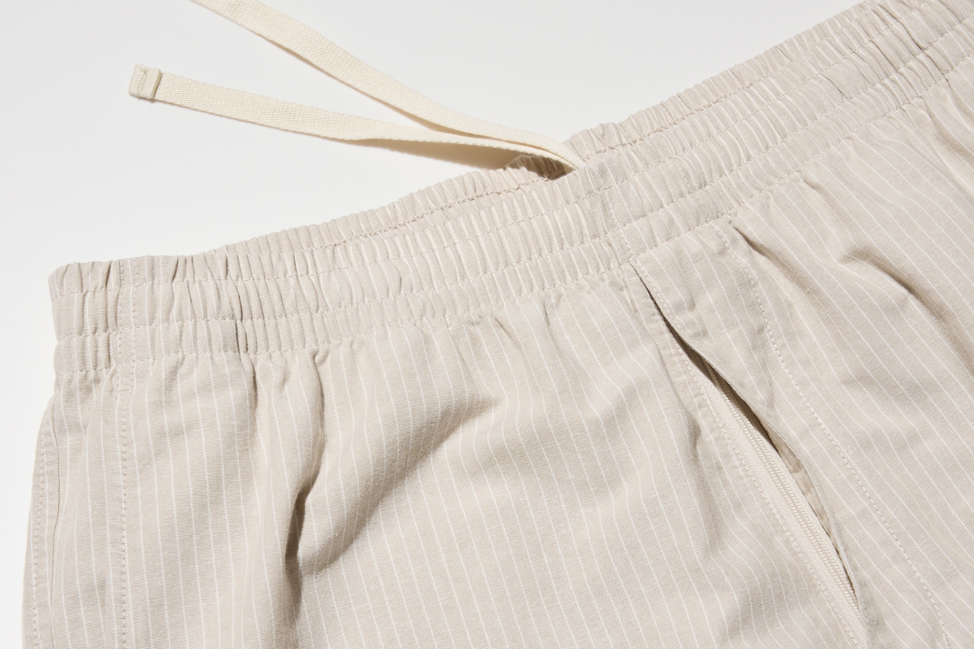 Close up striped linen pull on pants