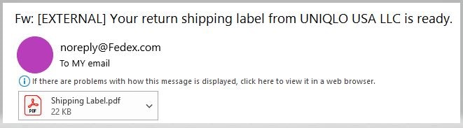 Return tracking label example