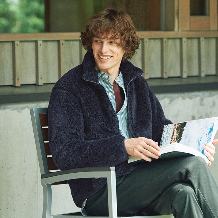 image of Men Fluffy Fleece Jacket