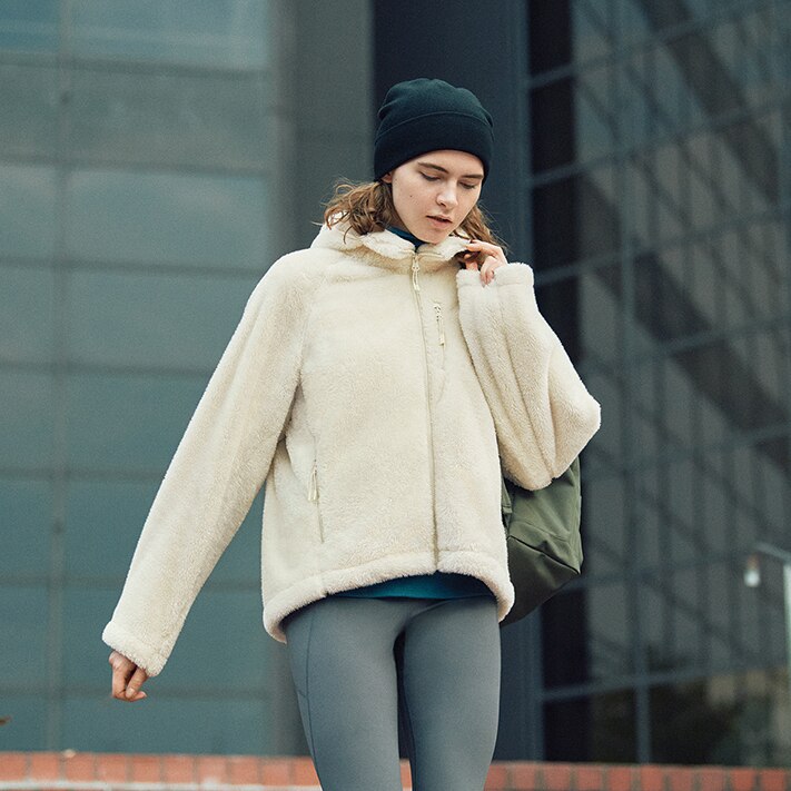 image of Women Windproof Fluffy Fleece Hoodie