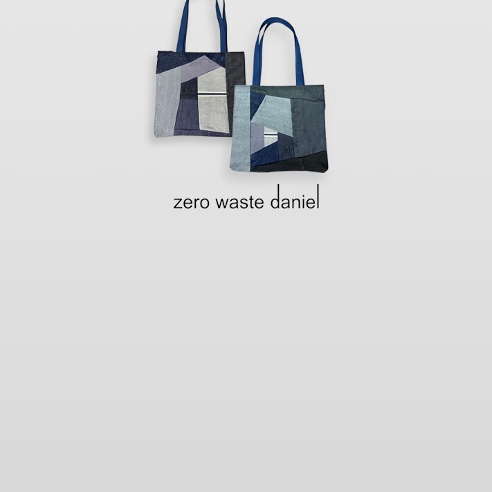 image of A recycled denim tote bag specially designed by Zero Waste Daniel.