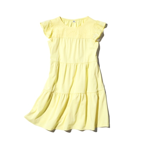 Yellow cap-sleeve smock dress