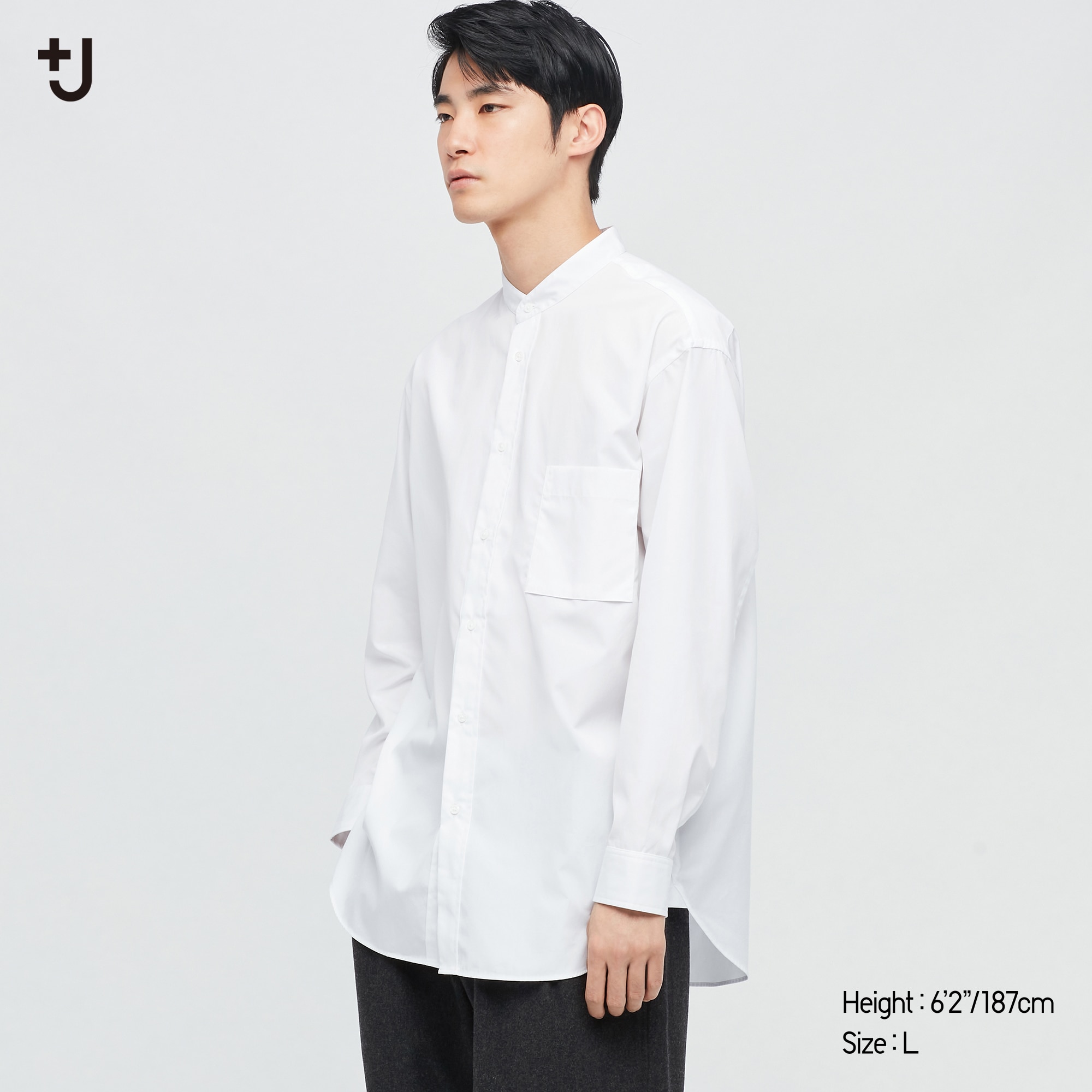 MENS SOFT TWILL STAND COLLAR LONG SLEEVE SHIRT  UNIQLO VN
