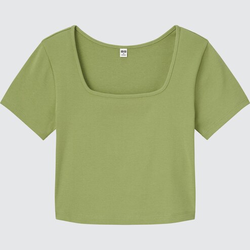 Dành Cho Nữ Áo Thun Dáng Ngắn Cổ Vuông Ngắn Tay | Uniqlo Vn
