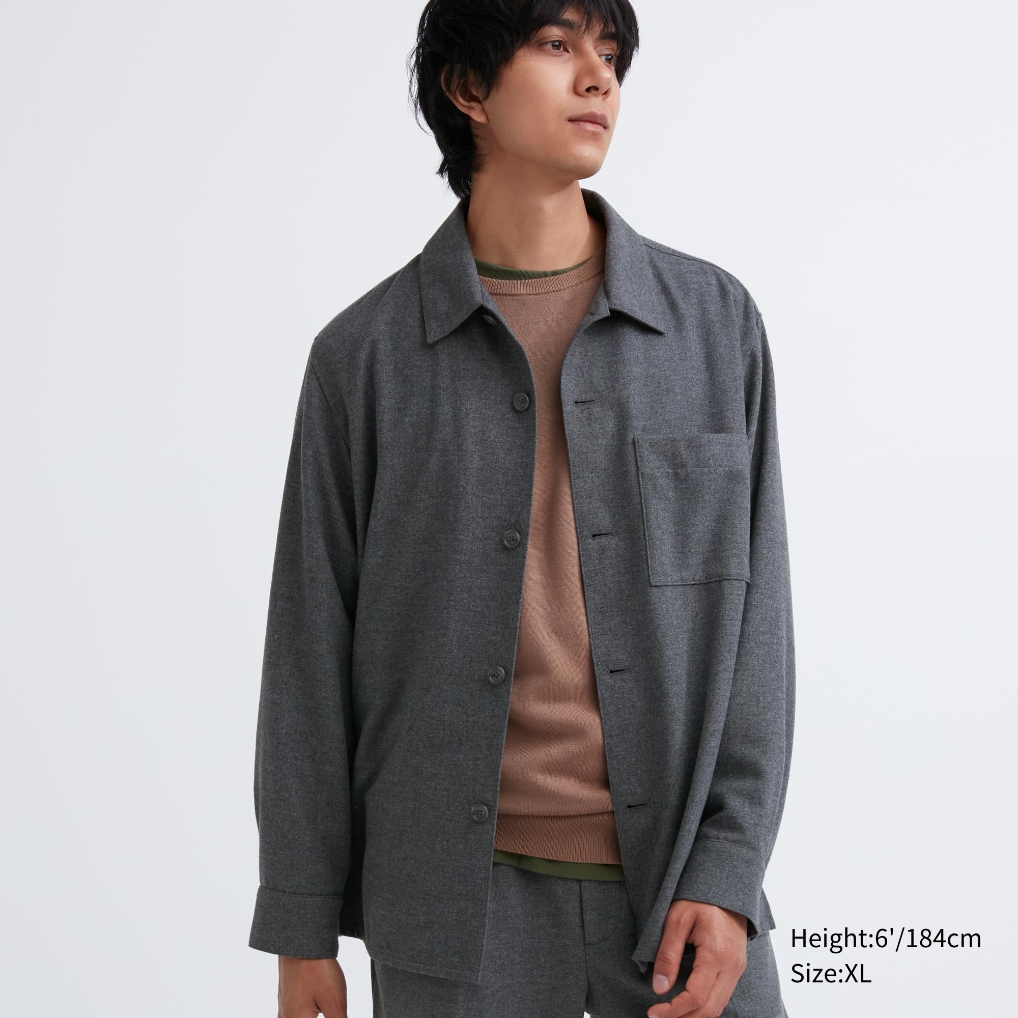 Check styling ideas for「Brushed Twill Long Sleeve Over Shirt、Smart ...