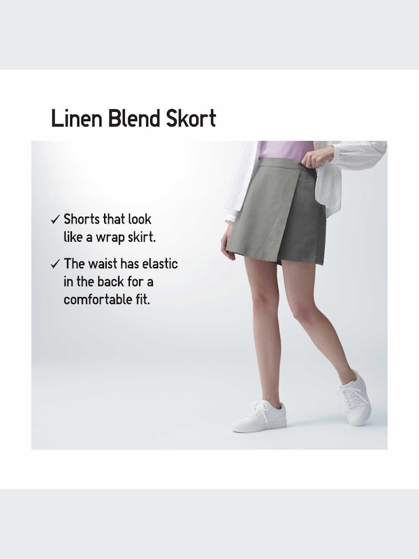 Linen Blend Skort |Printed