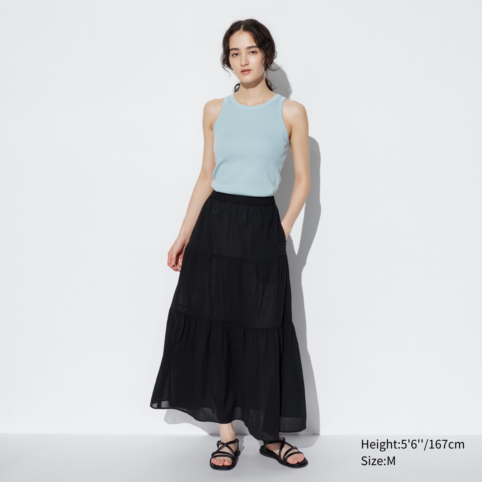 WOMEN S CRINKLE COTTON TIERED SKIRT UNIQLO VN