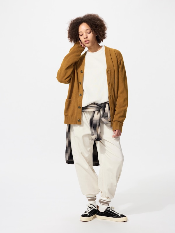 Áo Cardigan Len Lông Cừu Cổ V