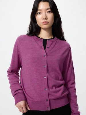 Áo Cardigan Len Merino Cổ Tròn