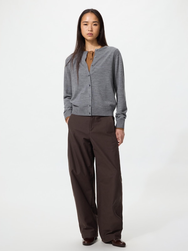 Áo Cardigan Len Merino Cổ Tròn