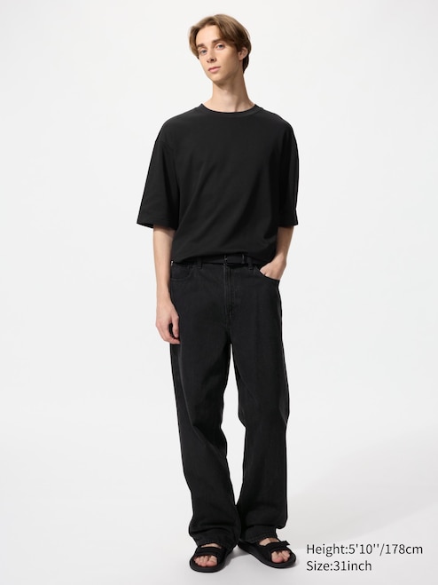 Straight Jeans With T Shirt MEN'S WIDE STRAIGHT JEANS UNIQLO VN
