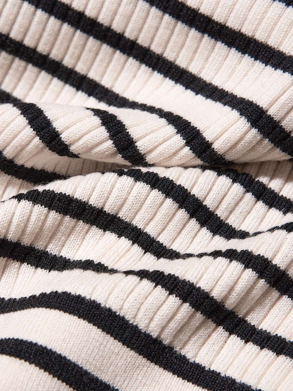 Áo Len Merino Vải Gân Cổ Tròn | Kẻ Sọc