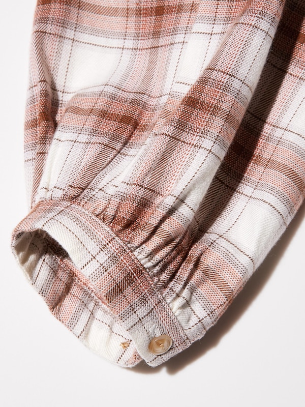 Soft Flannel Gathered Blouse | Checked