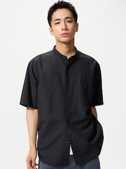 Áo Sơ Mi Vải Cotton Linen Cổ Trụ