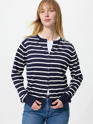 UV Protection Crew Neck Cardigan | Striped