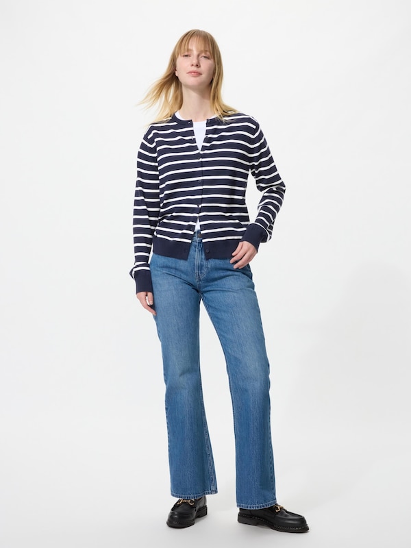 Áo Cardigan Chống Tia UV Cổ Tròn | Kẻ Sọc