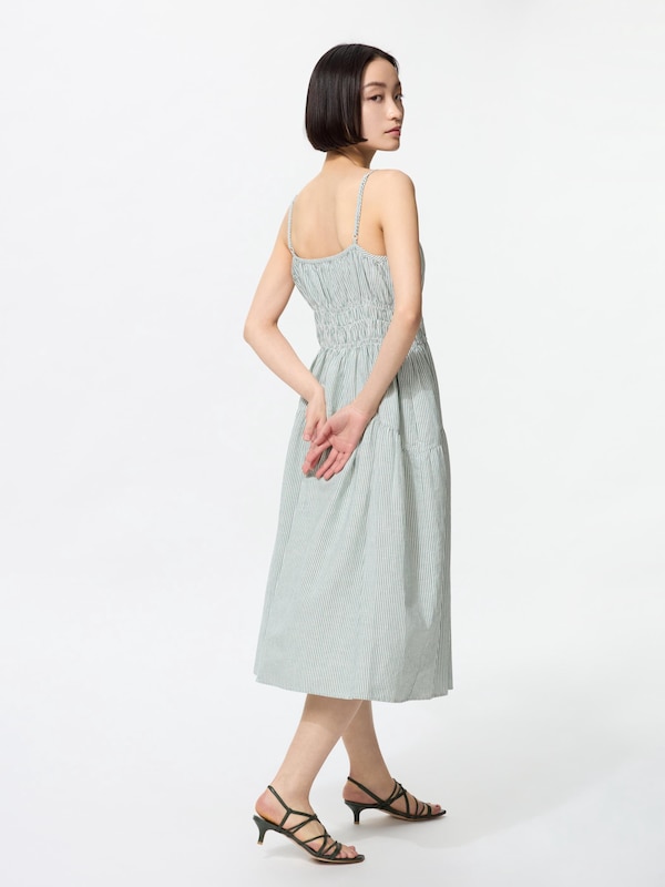 Đầm Hai Dây Vải Pha Linen | Kẻ Sọc