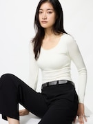 HEATTECH Extra Warm Áo Thun Bra Top Vải Gân Cổ Rộng